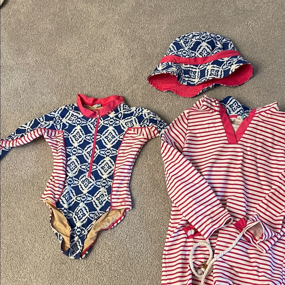 Cabana Life Navy and Pink Kids Bodysuit Set